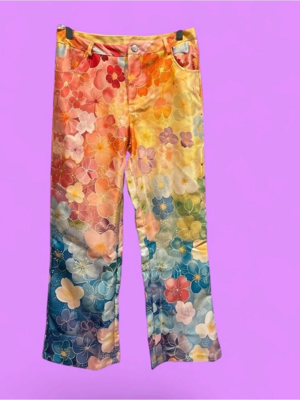 Vibrant Rainbow Floral Pants